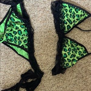 Neon green lace bikini